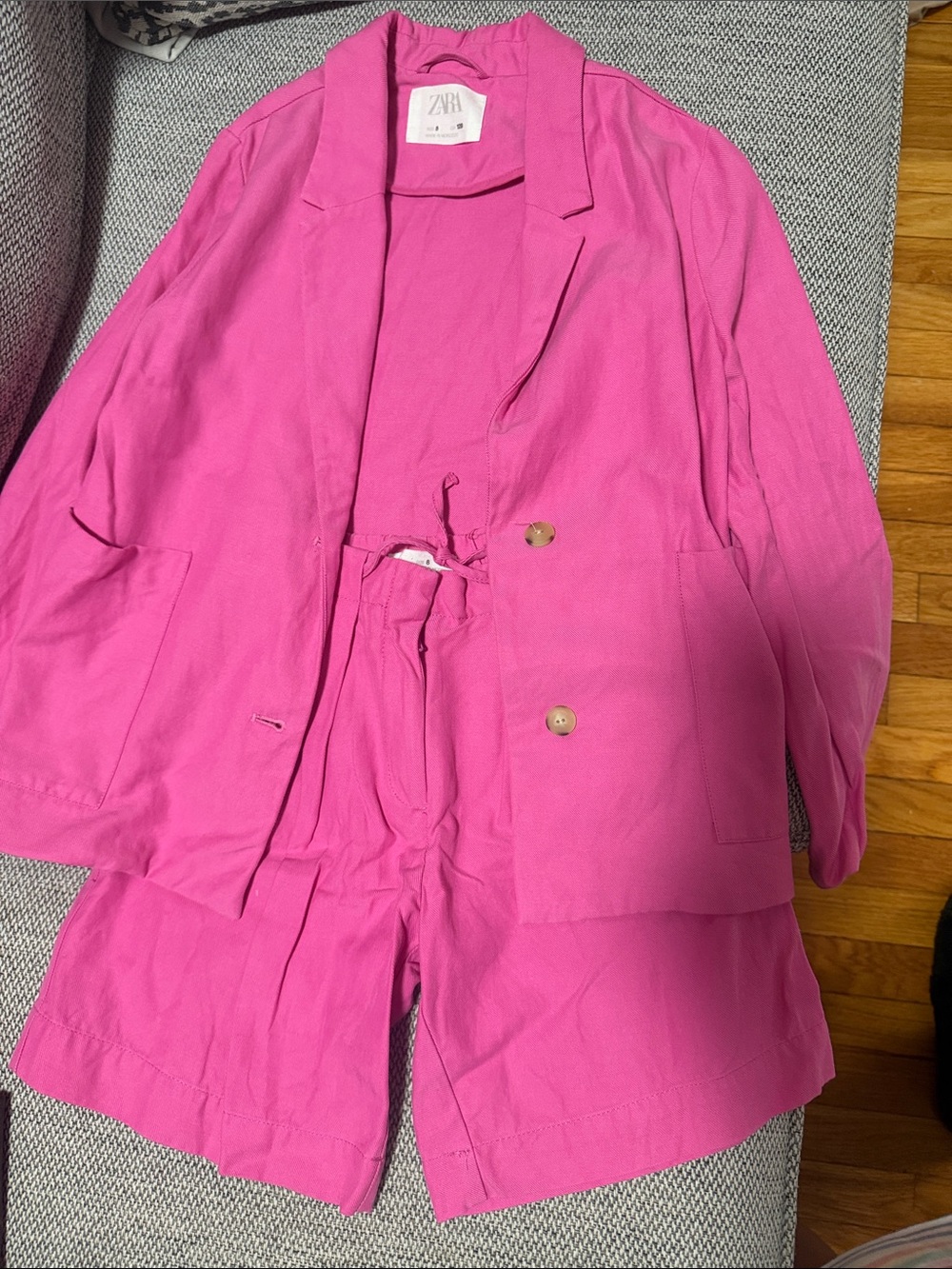Zara Girls Fuchsia Blazer and Pleated Shorts Set